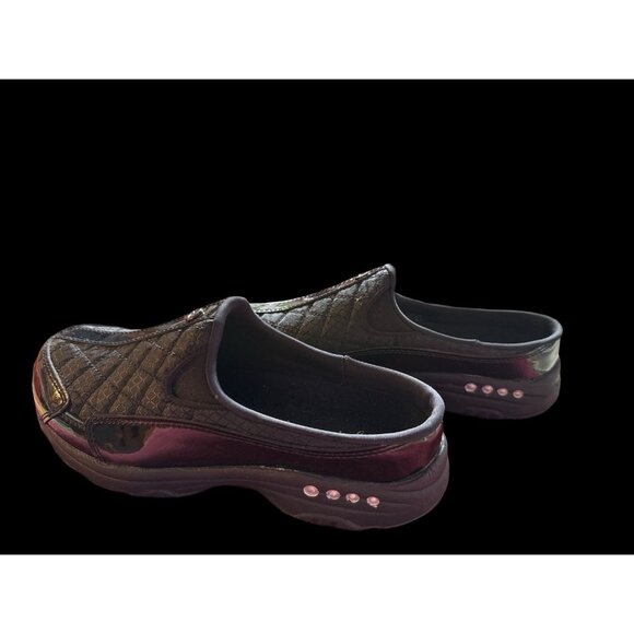 EASY SPIRIT TRAVELTIME BLACK LEATHER MULES SLIP ONS COMFORT WOMENS SZ 7 - Picture 4 of 9